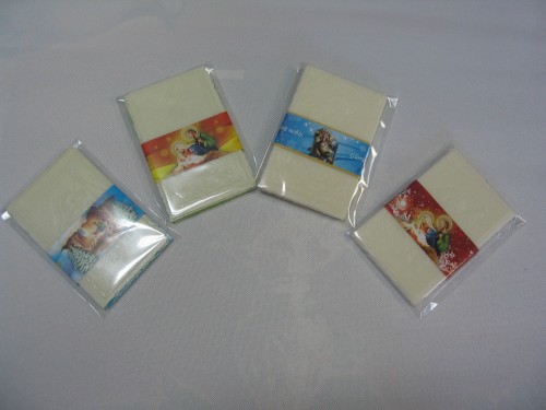 KPL. OPŁATKÓW 4 MAŁE BIAŁE  Z OPASKĄ (100szt.)